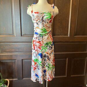 Diane von Furstenberg Dress Silk Blend Dragonfly Bird Floral Multicolor Size 6
